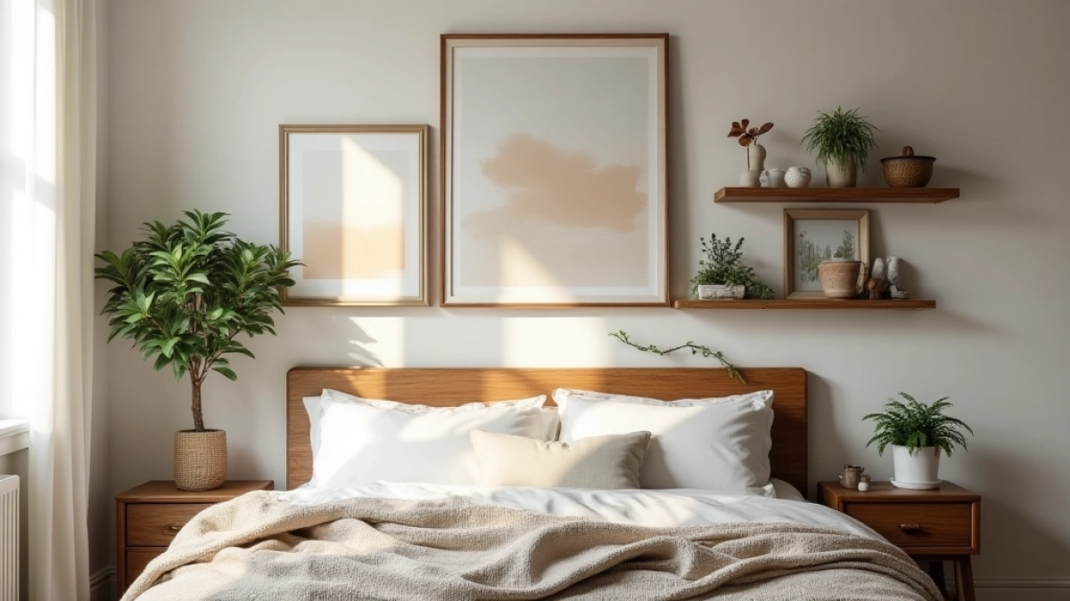 Aranżacja ściany nad łóżkiem w sypialni