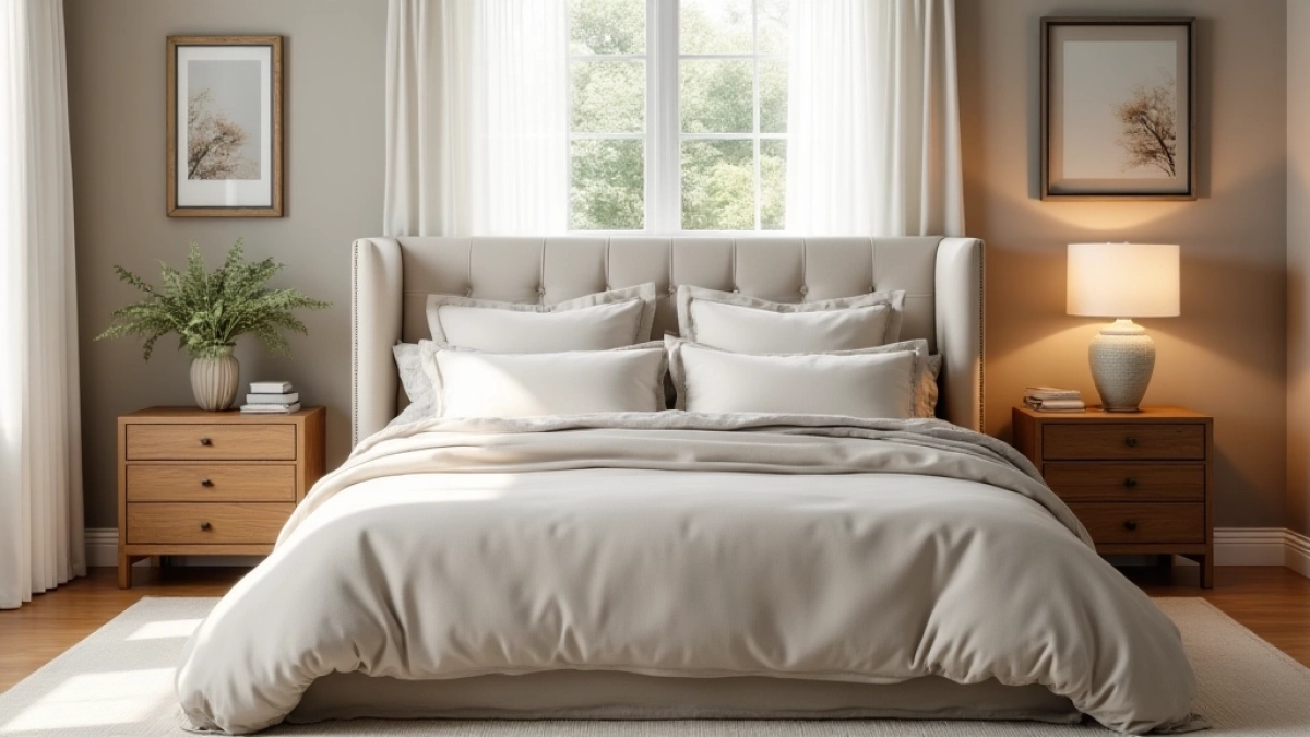 aranżacja sypialni z łóżkiem tapicerowanym