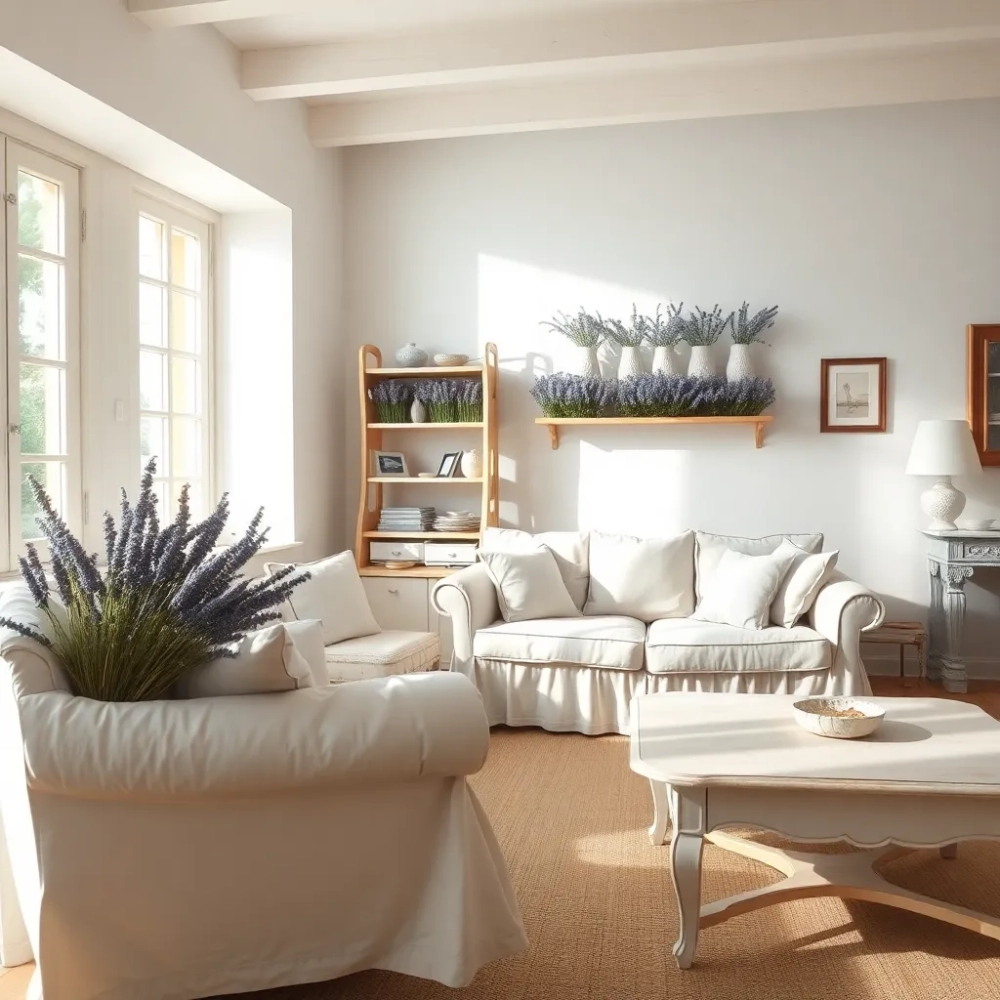 Białe meble do salonu w stylu prowansalskim