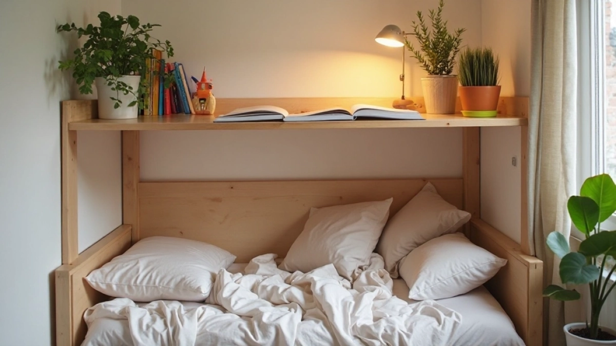 biurko nad łóżkiem