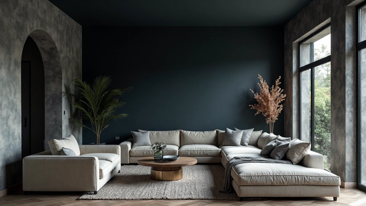 Ciemny sufit w salonie