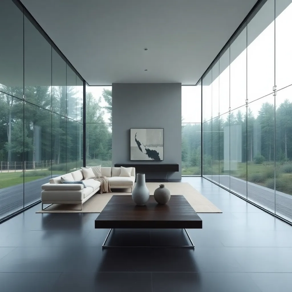 Dom z przeszklonym salonem