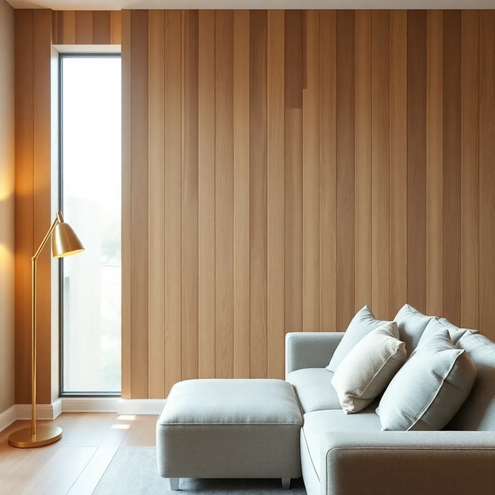 Drewno na ścianie w salonie aranżacje