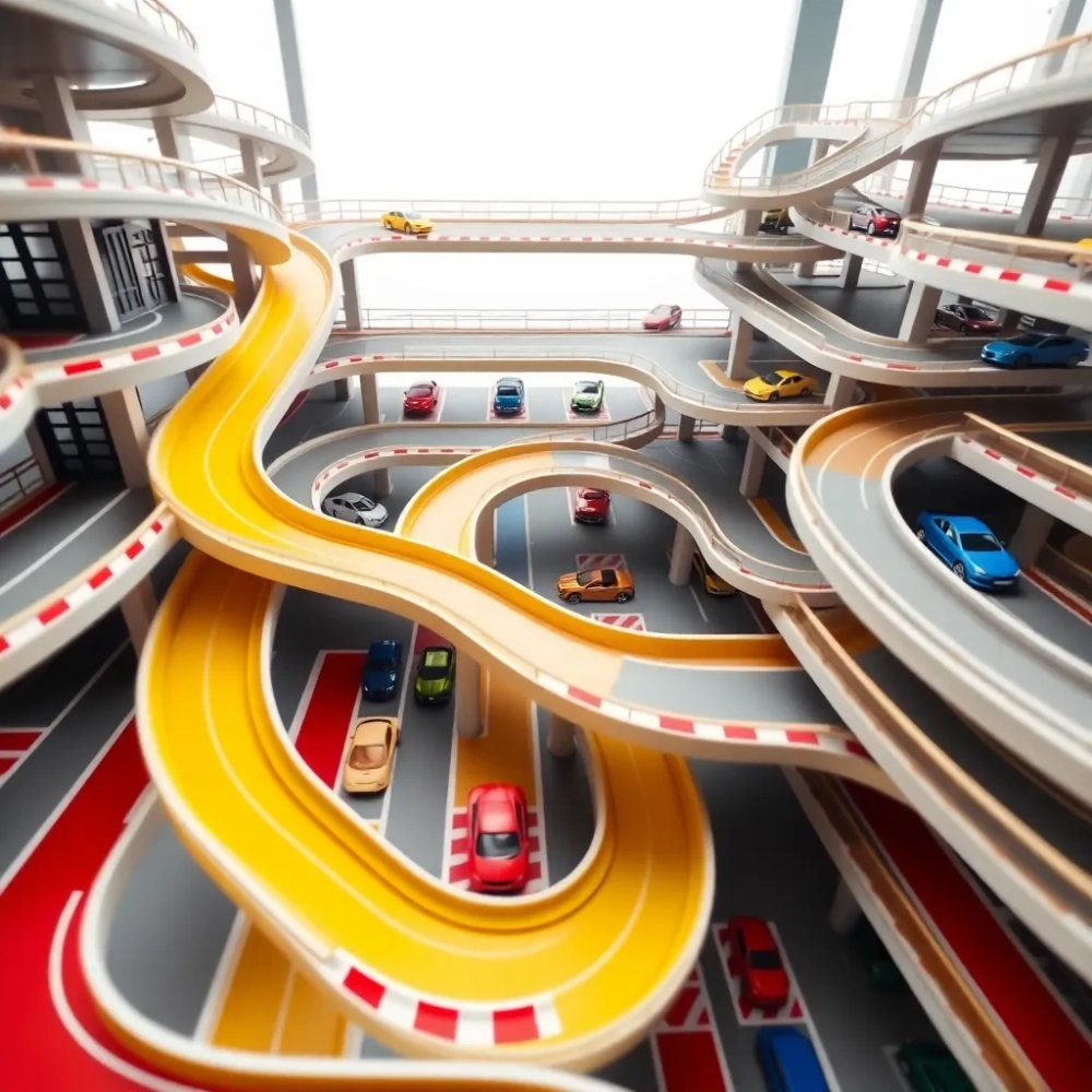 Duży garaż parking dla dzieci