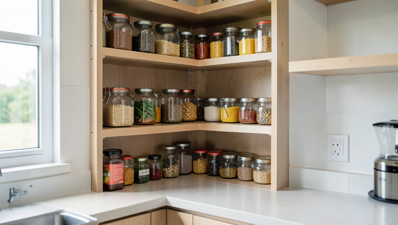 Estetyczne połączenie spiżarni z kuchnią