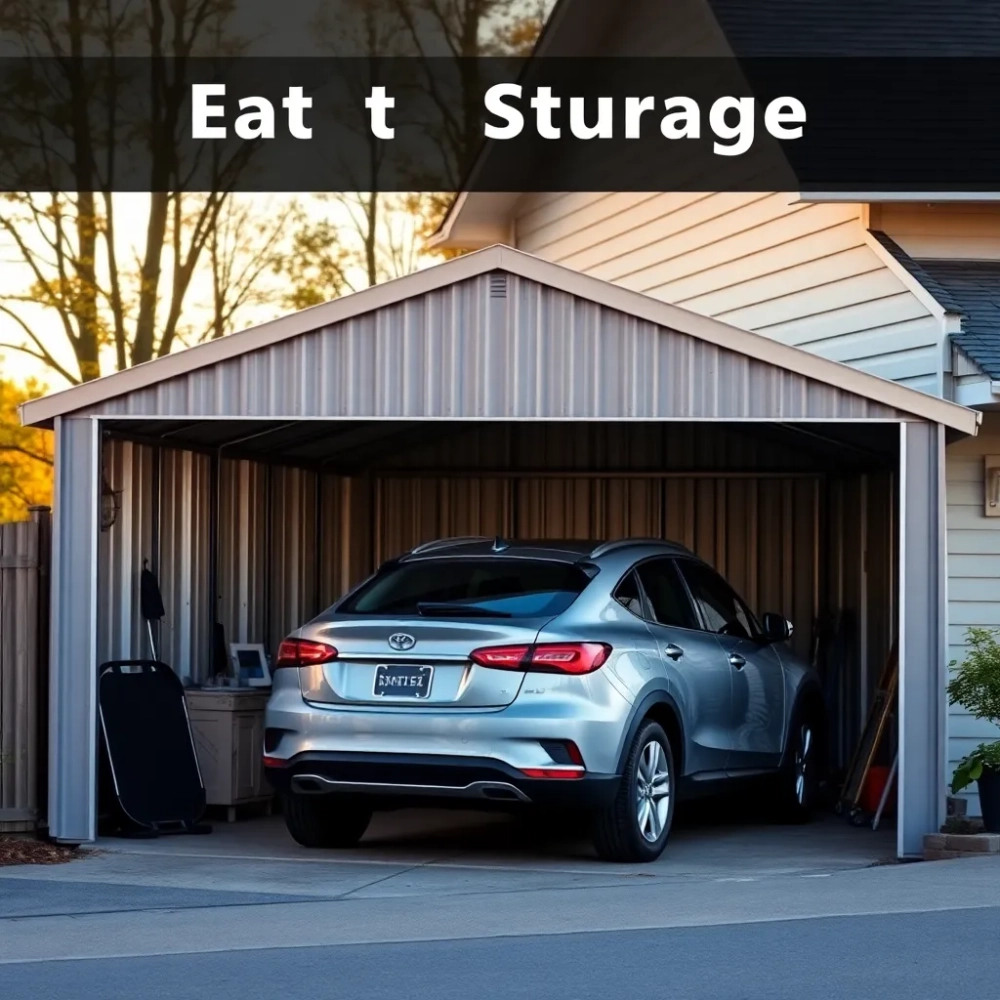 Garaż blaszany dostawiony do domu