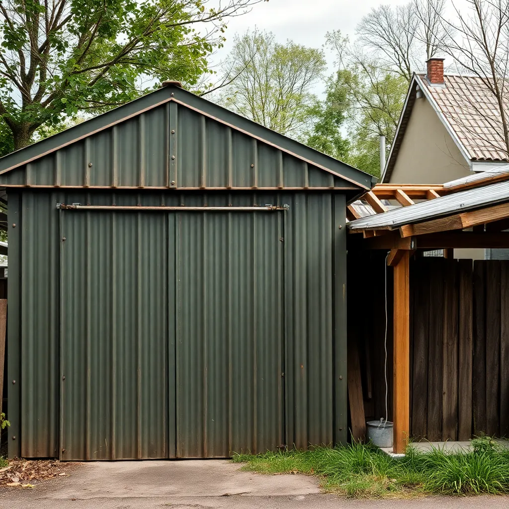 Garaż blaszany jednostanowiskowy z wiatą