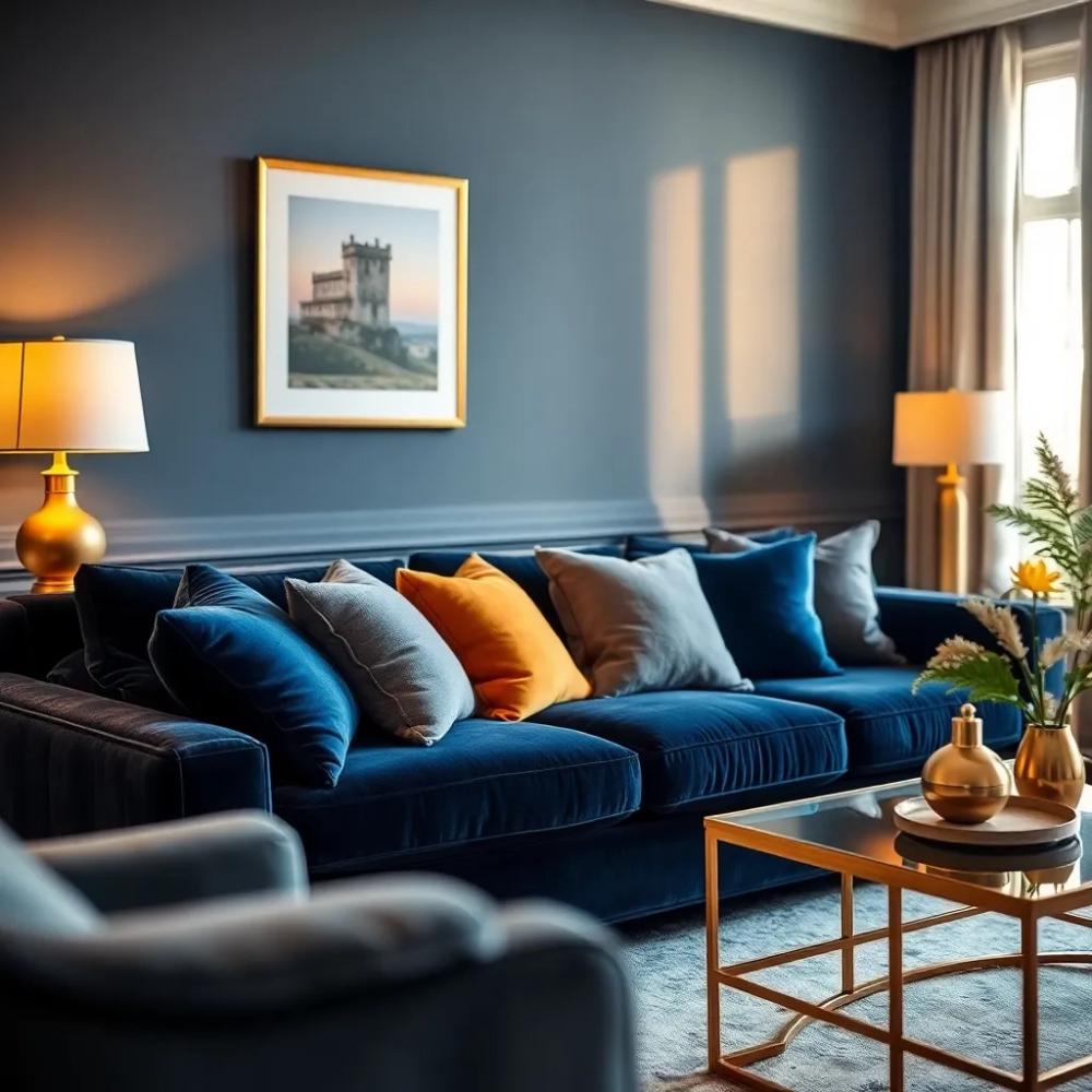 Granatowy salon inspiracje