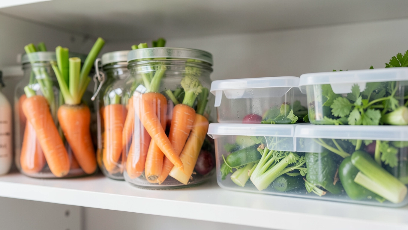 Hermetyczne pojemniki na warzywa w spiżarni