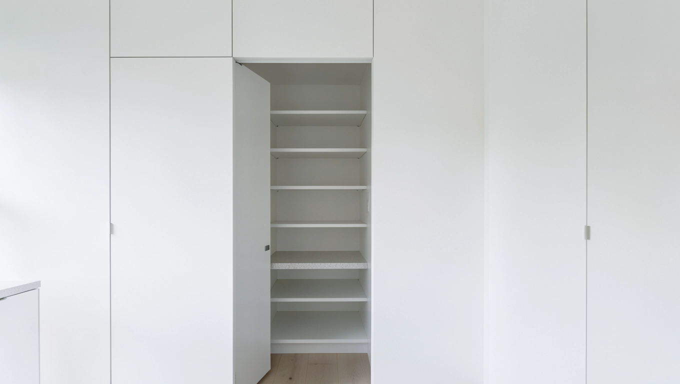 Inspiracje: kuchnie z dyskretnym wejściem do spiżarni