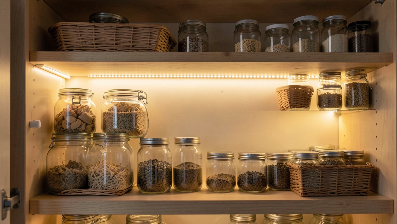 Inteligentne oświetlenie spiżarni z czujnikami ruchu