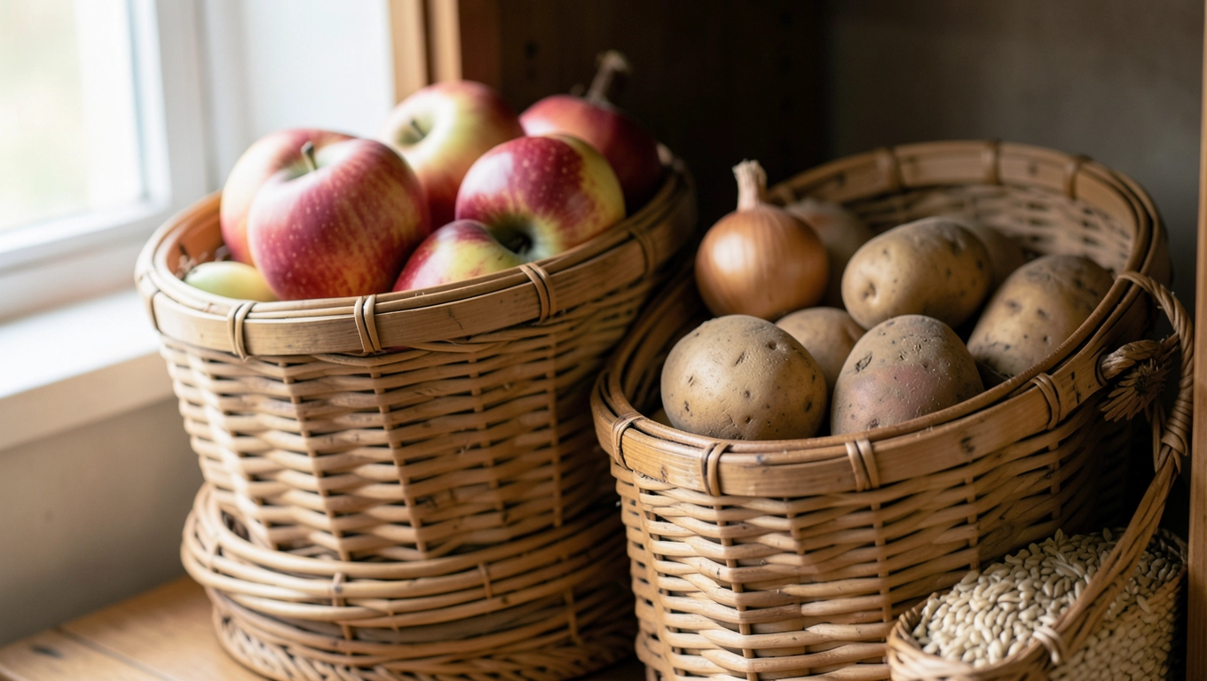 Kosze bambusowe do przechowywania w spiżarni