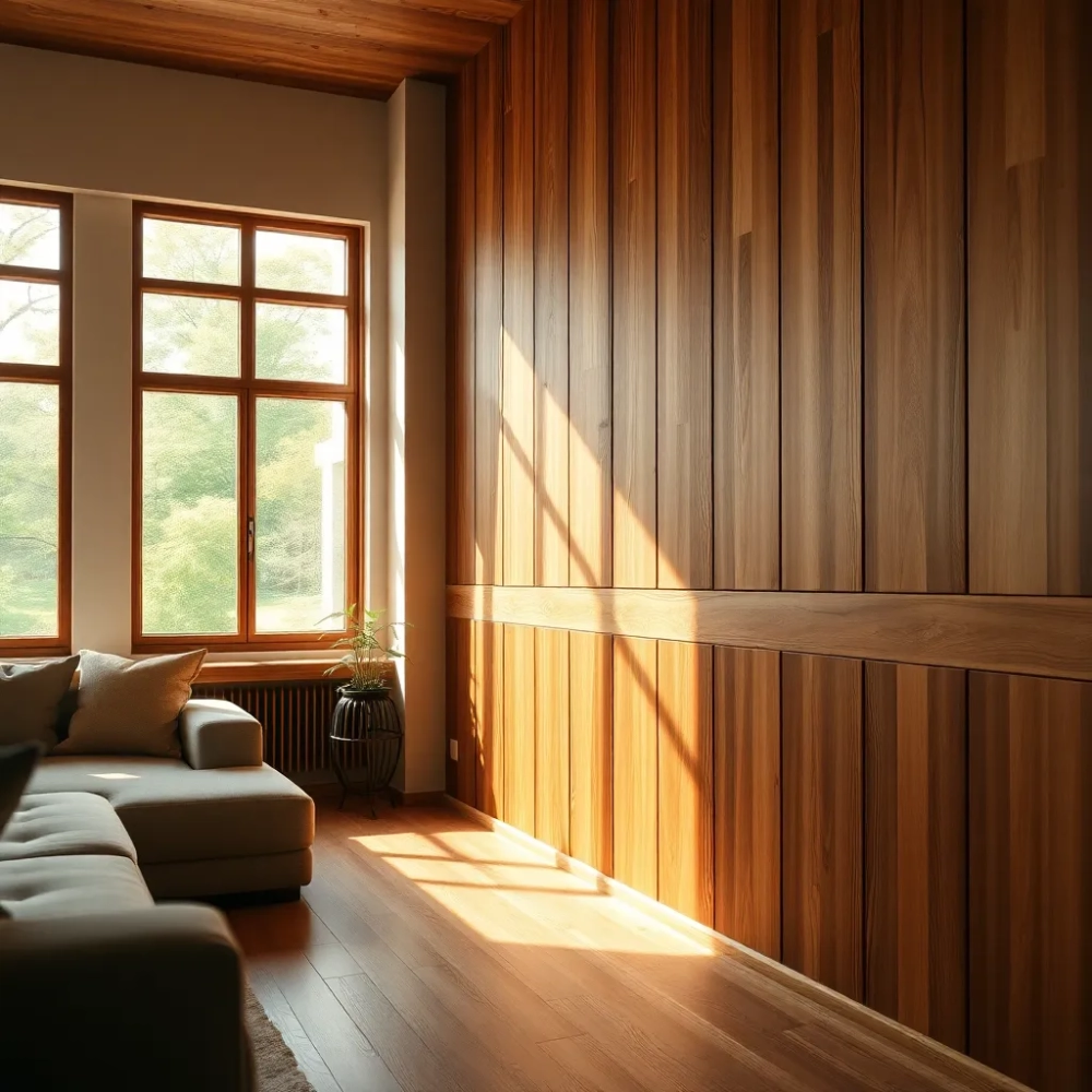 Lamele na ścianę w salonie