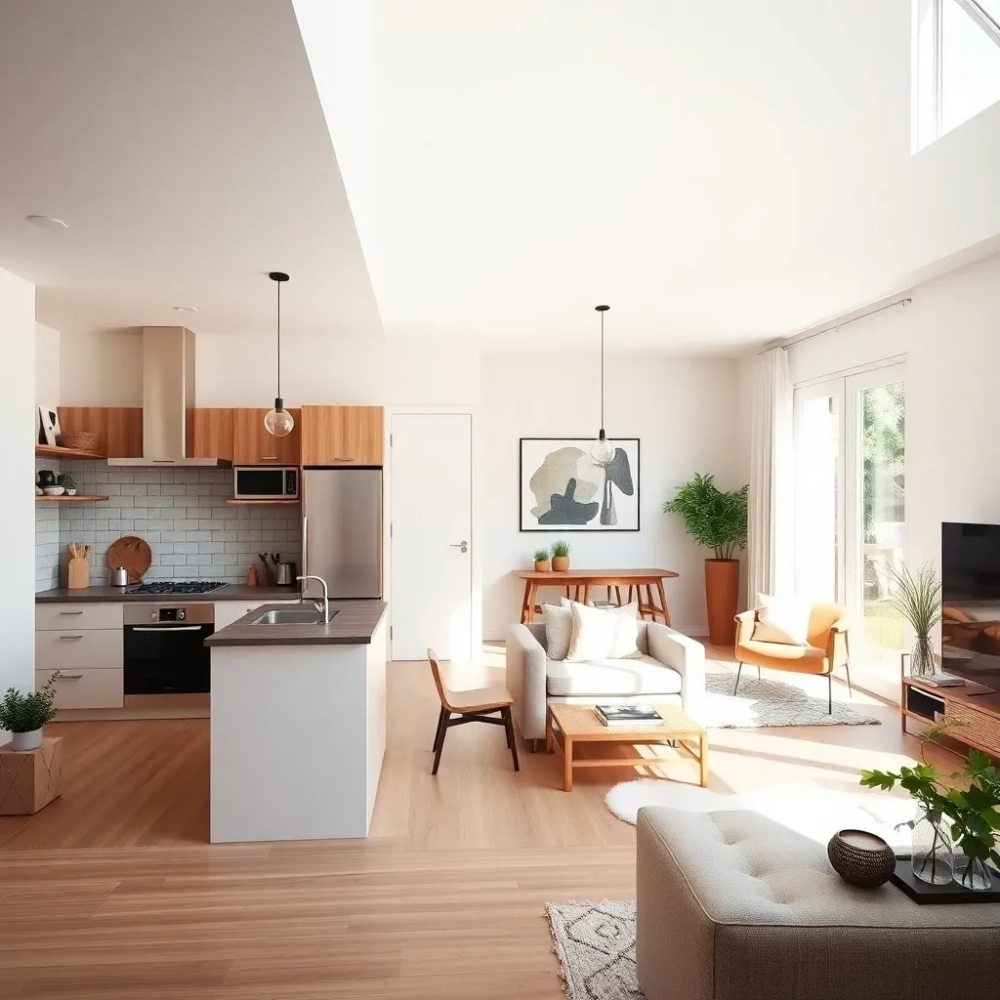 Mała kuchnia z salonem