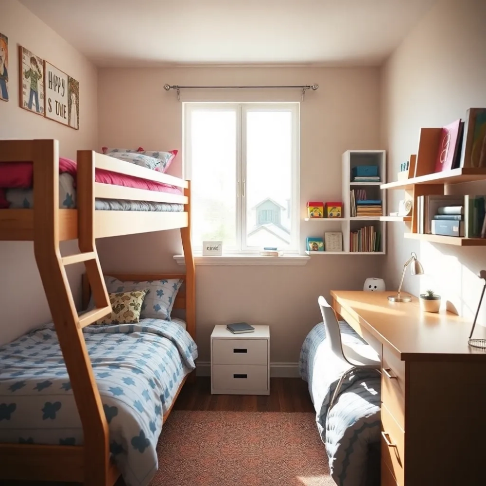 Mały pokój dla rodzeństwa chłopca i dziewczynki