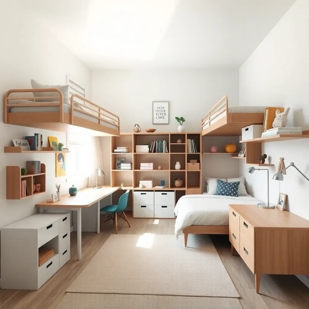 Mały pokój dla rodzeństwa w różnym wieku