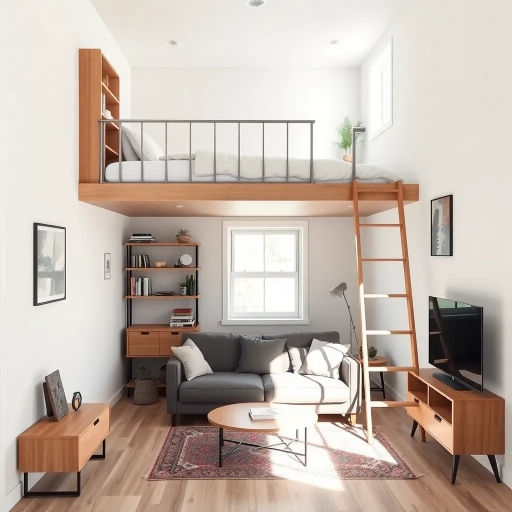 Mały salon z antresolą