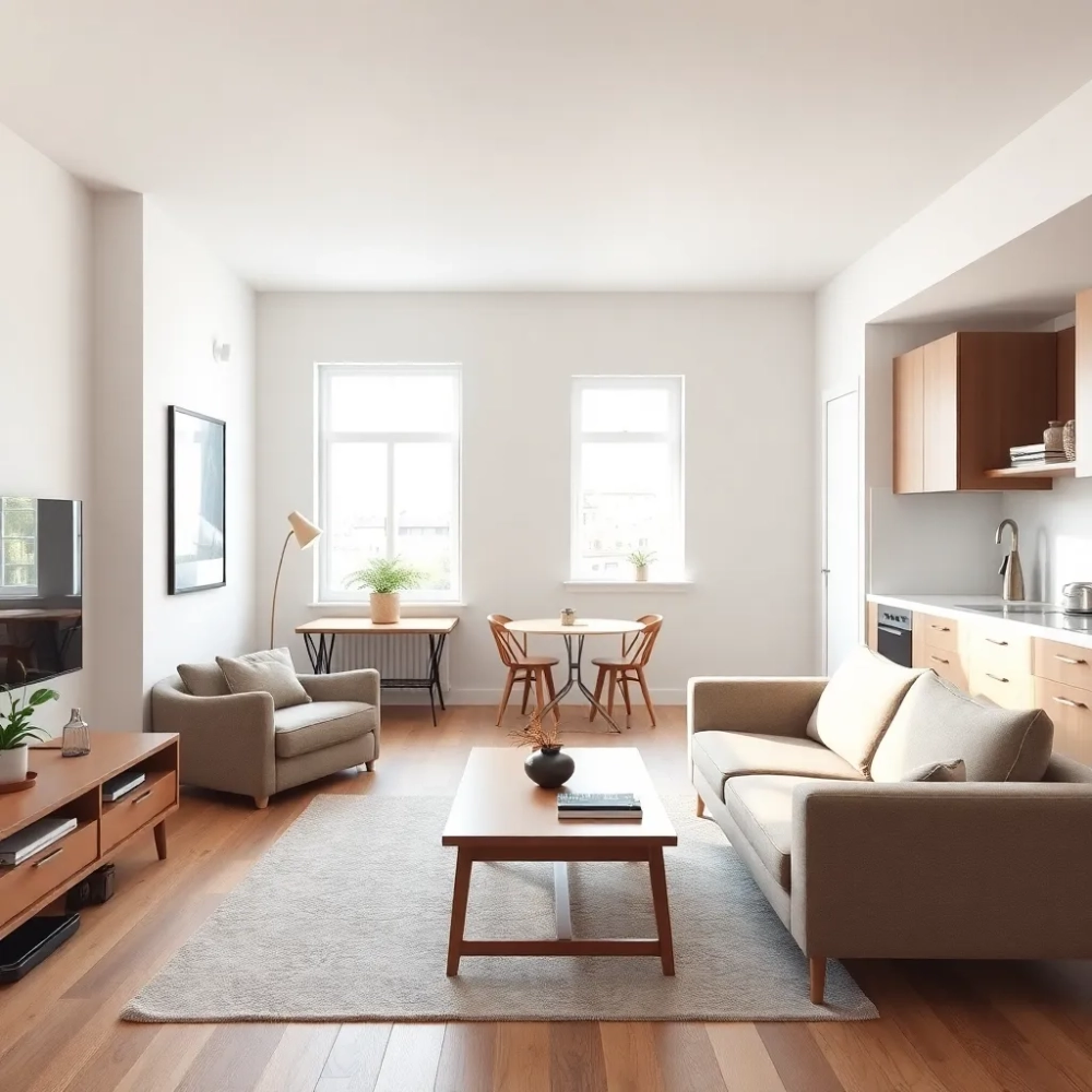 Mały salon z kuchnią aranżacje