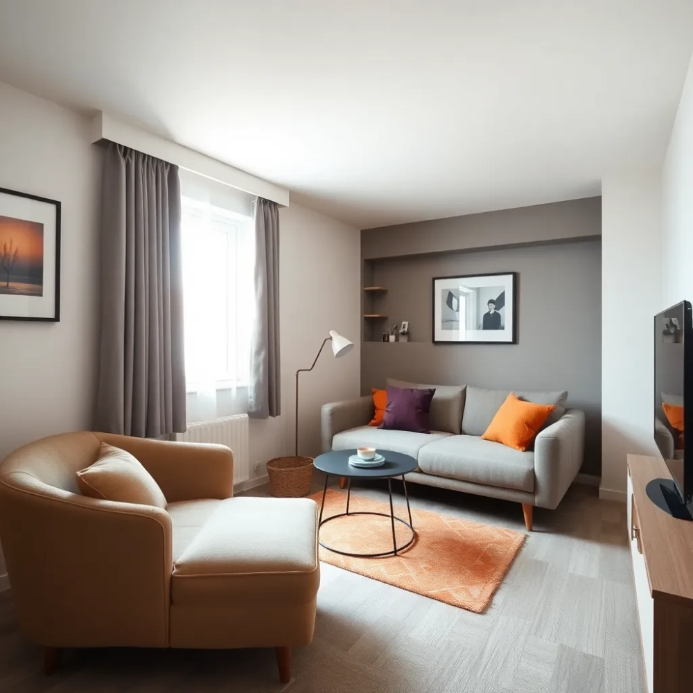 Mały salon z sypialnią