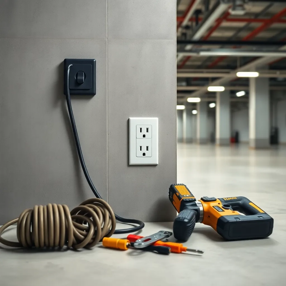 Montaż gniazdka w hali garażowej