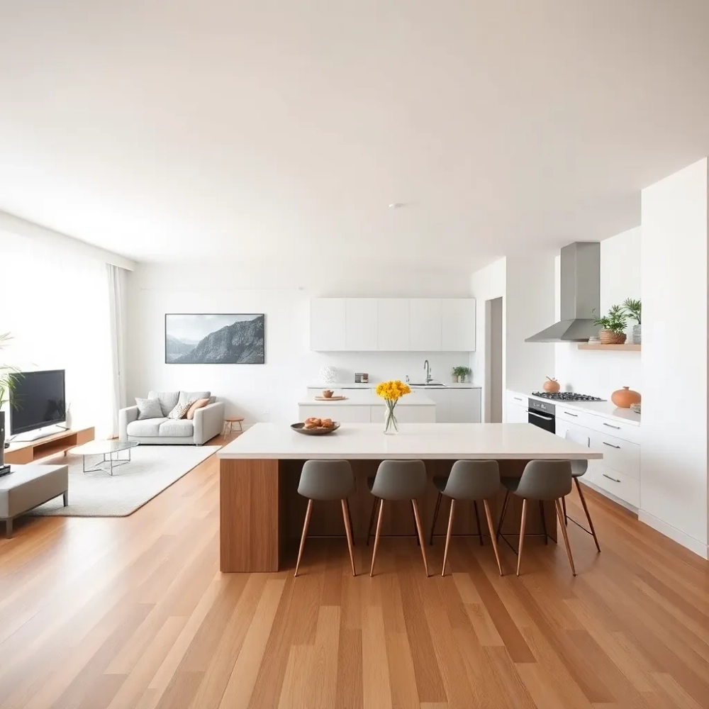 Nowoczesna kuchnia otwarta na salon