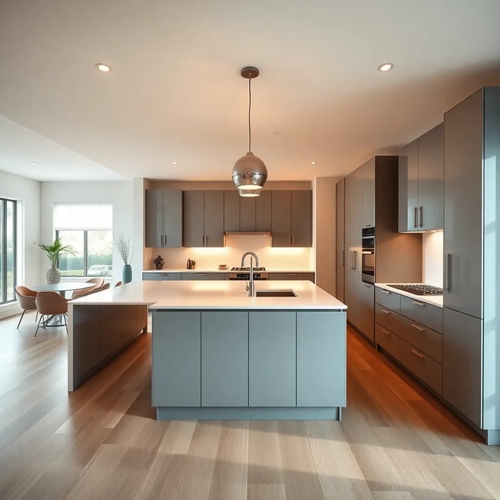 Nowoczesna kuchnia z wyspą otwarta na salon