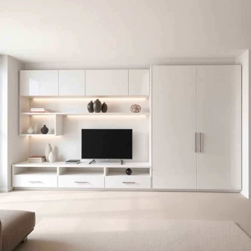 Nowoczesna meblościanka do salonu z szafą