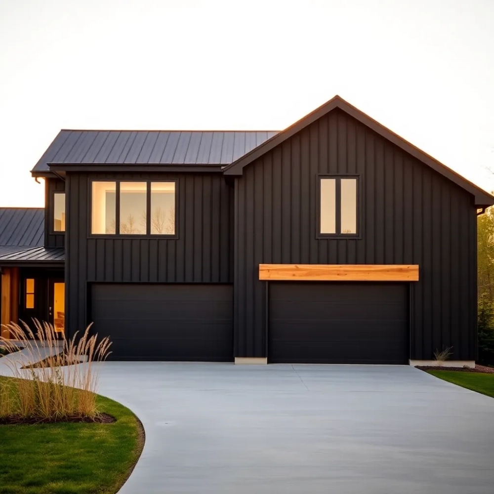Nowoczesna stodoła z garażem dwustanowiskowym