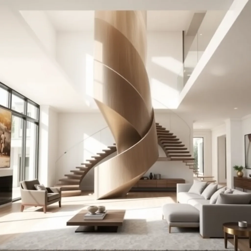 Nowoczesne schody w salonie