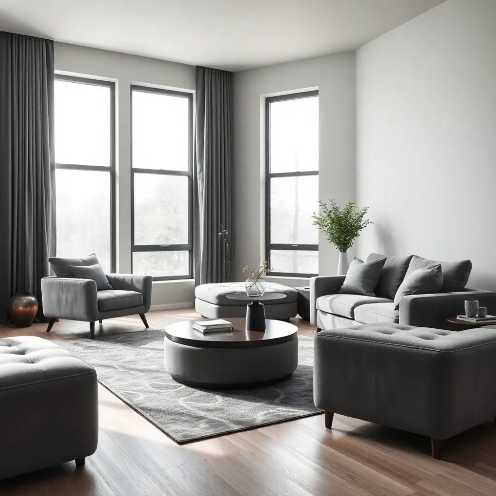 Nowoczesne szare meble do salonu