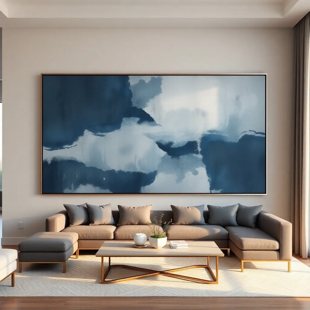 Nowoczesny duży obraz do salonu w ramie