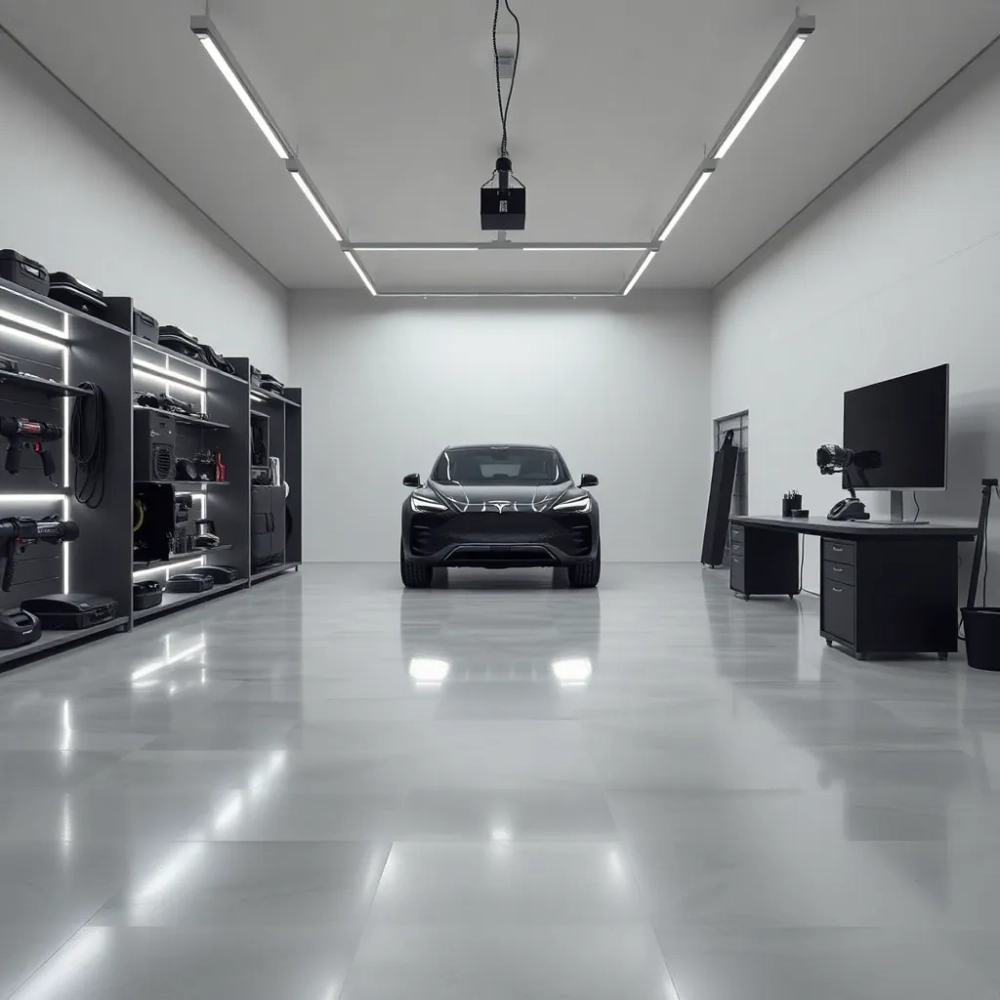 Nowoczesny garaż w środku