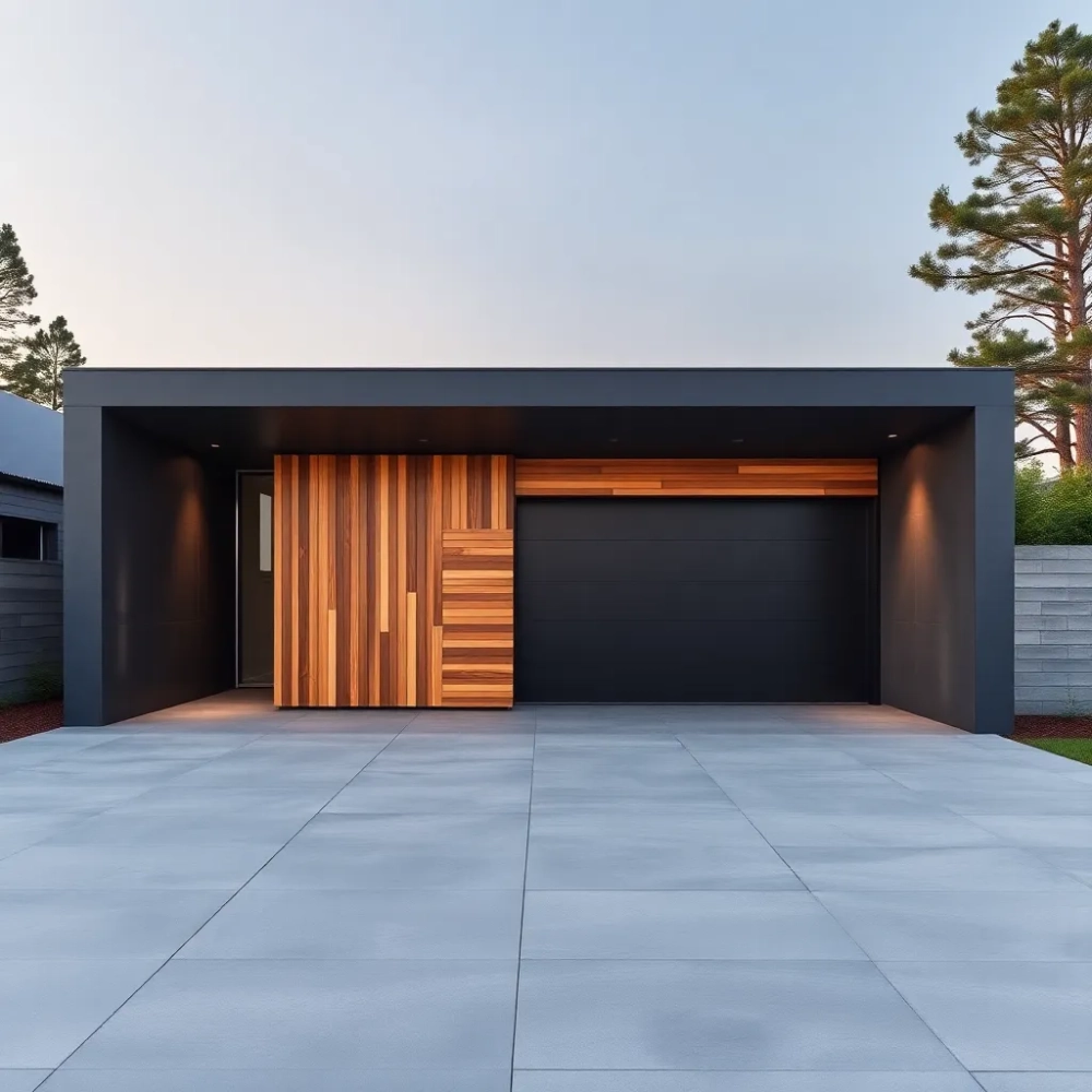 Nowoczesny garaż z wiatą
