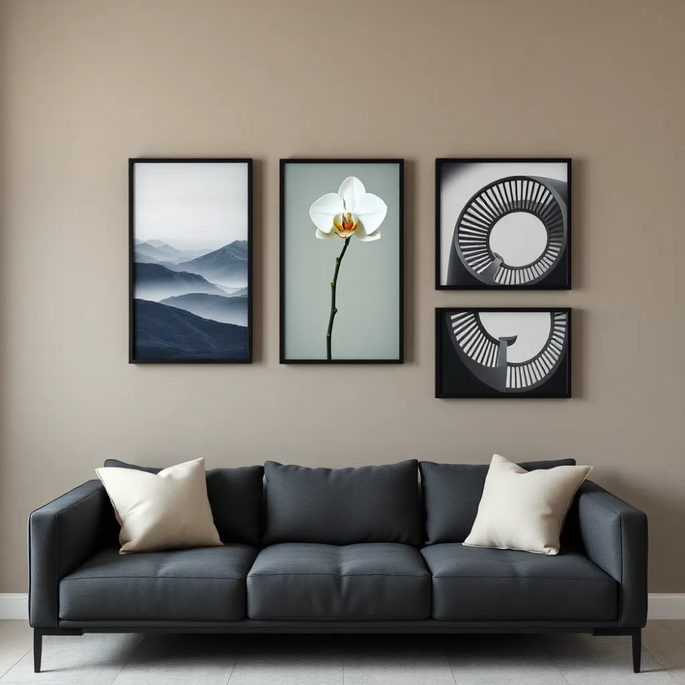 Obrazy w czarnej ramie do salonu