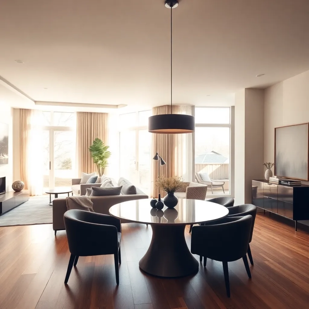 Oświetlenie w salonie z jadalnią