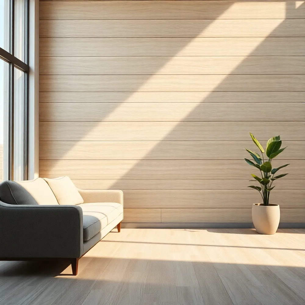 Panele podłogowe na ścianie w salonie