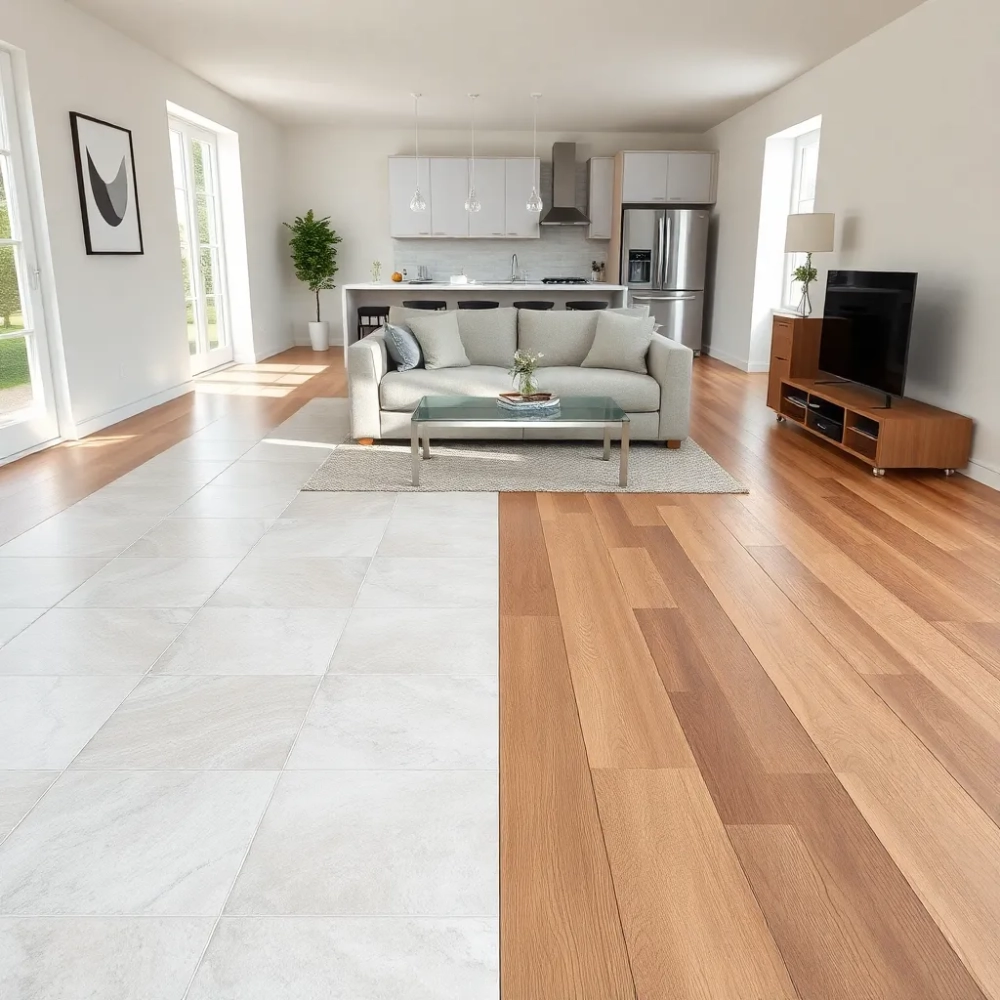 Płytki w salonie czy panele