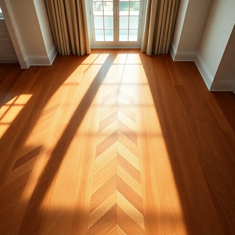 Podłoga w jodełkę w salonie