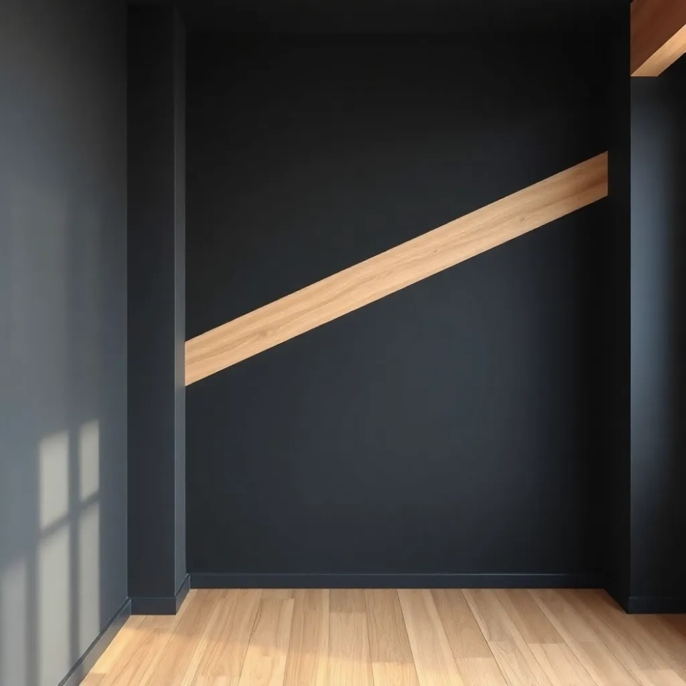 Pokój czarny z drewnem