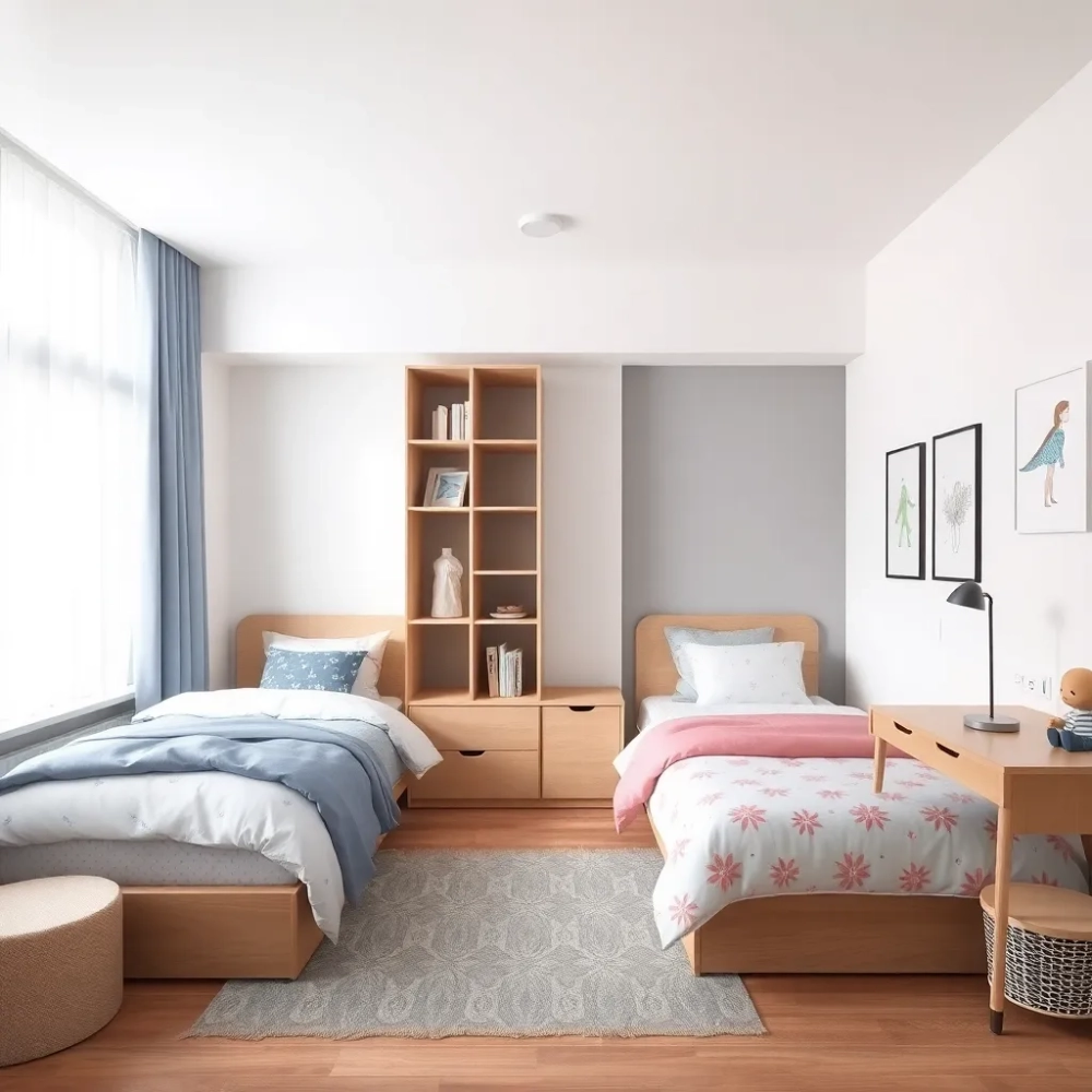 Pokój dla chłopca i dziewczynki w bloku