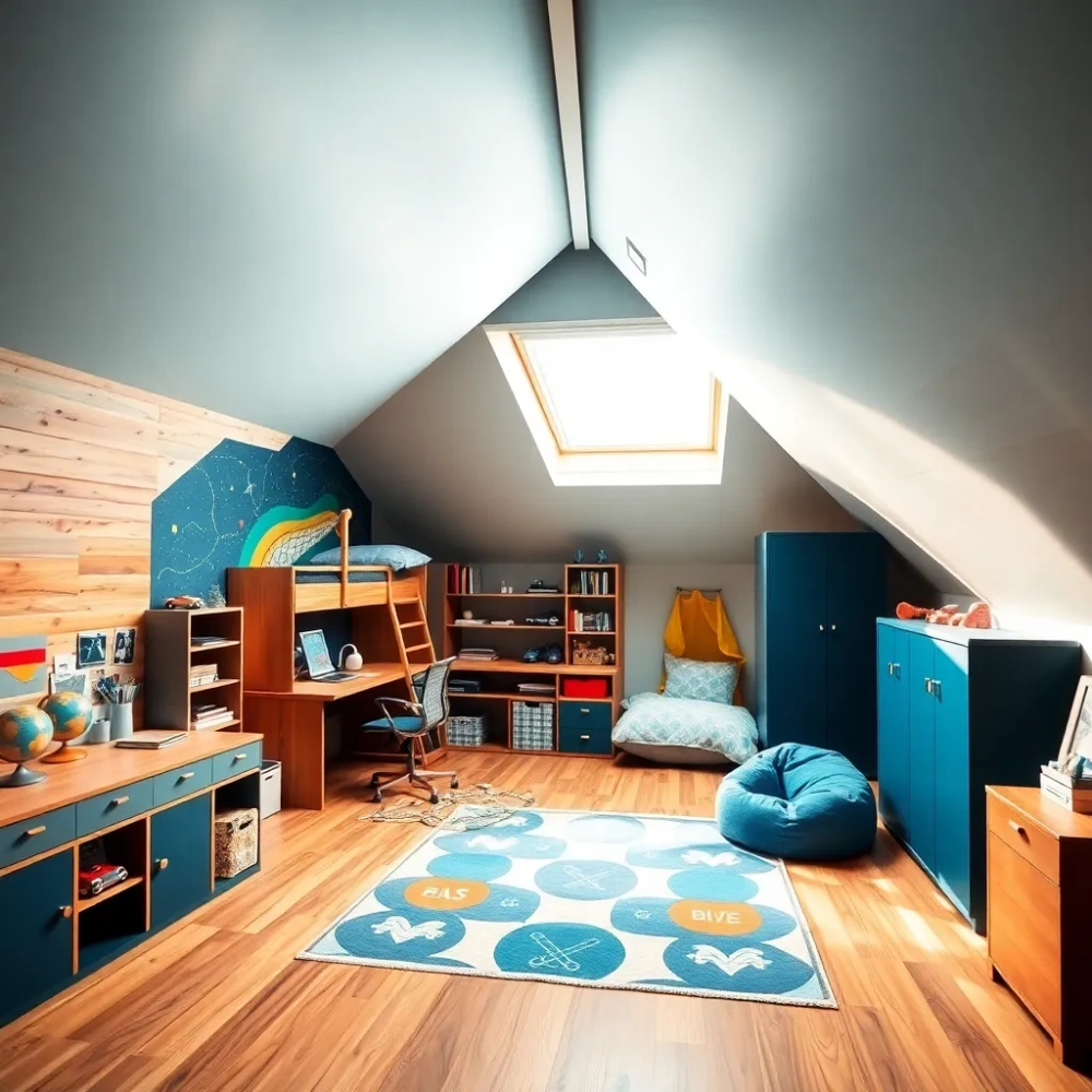 Pokój dla chłopca na poddaszu aranżacje