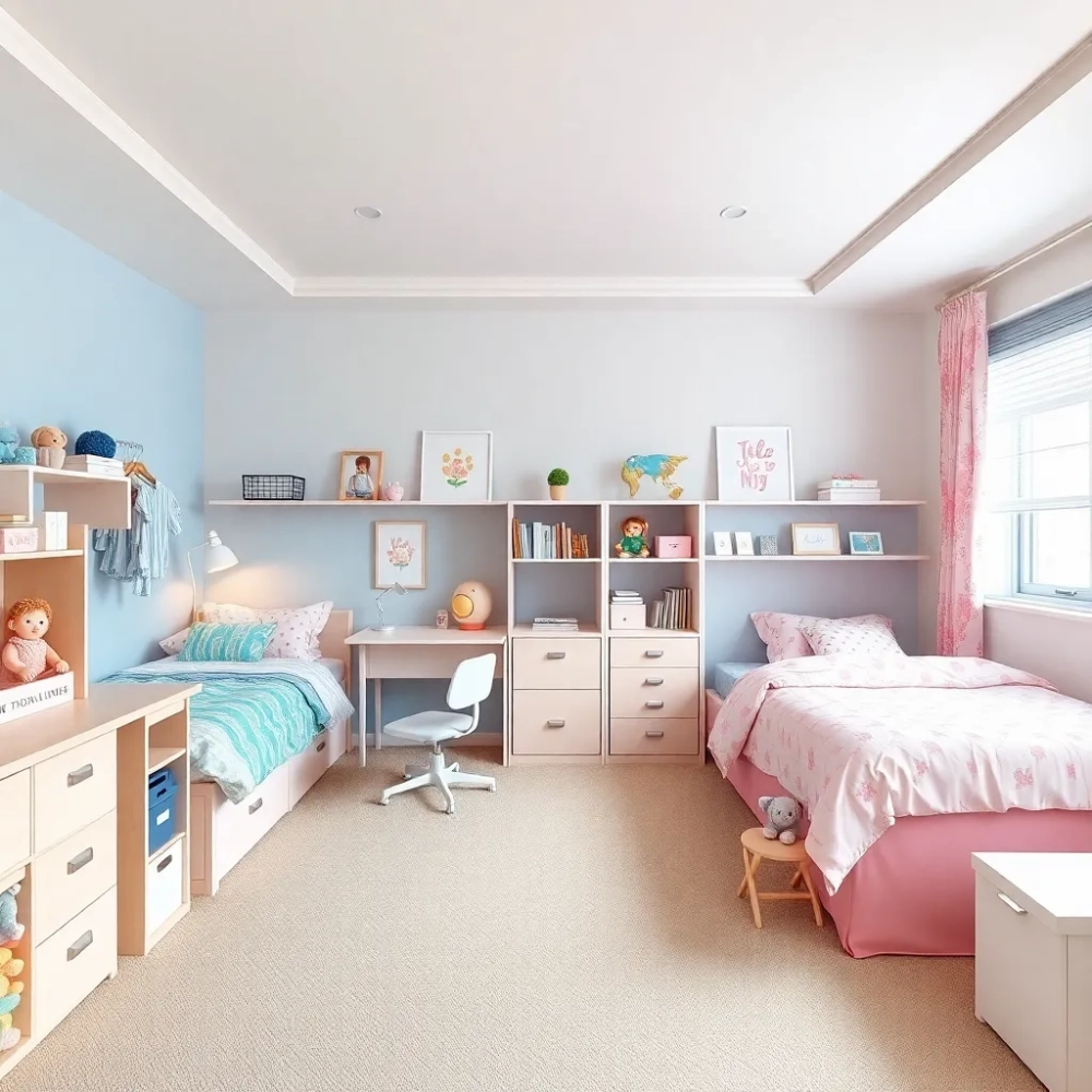 Pokój dla dwójki dzieci chłopca i dziewczynki