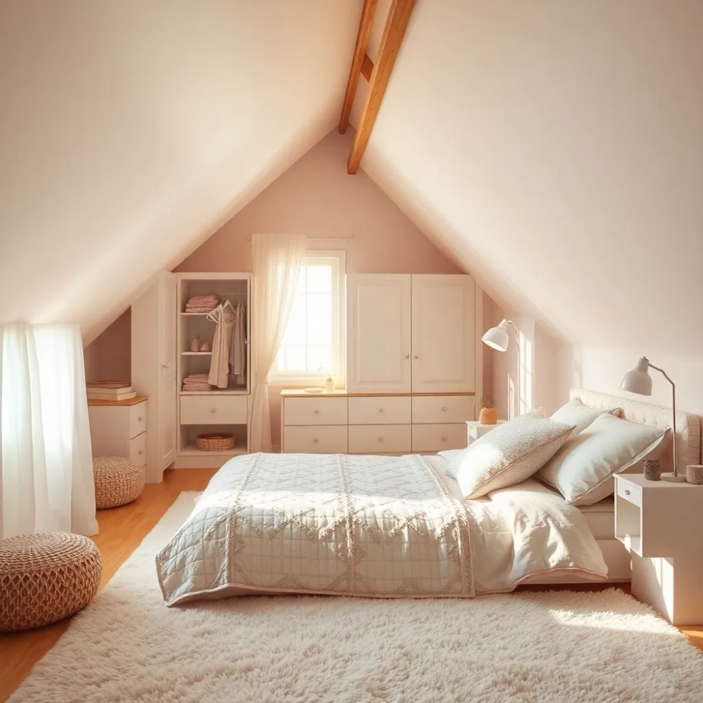 Pokój dla dziewczynki na poddaszu aranżacje