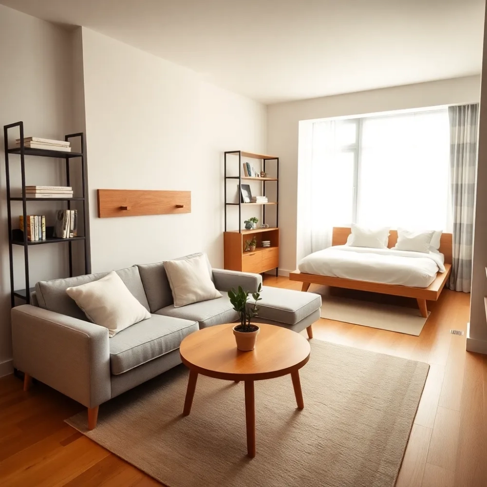 Pokój dzienny i sypialnia w jednym aranżacje