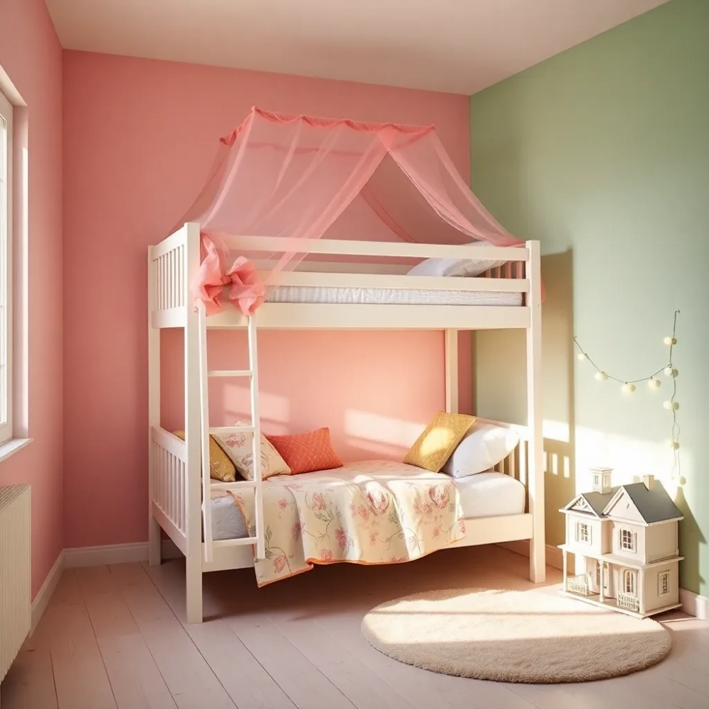 Pokój dziewczynek z łóżkiem piętrowym