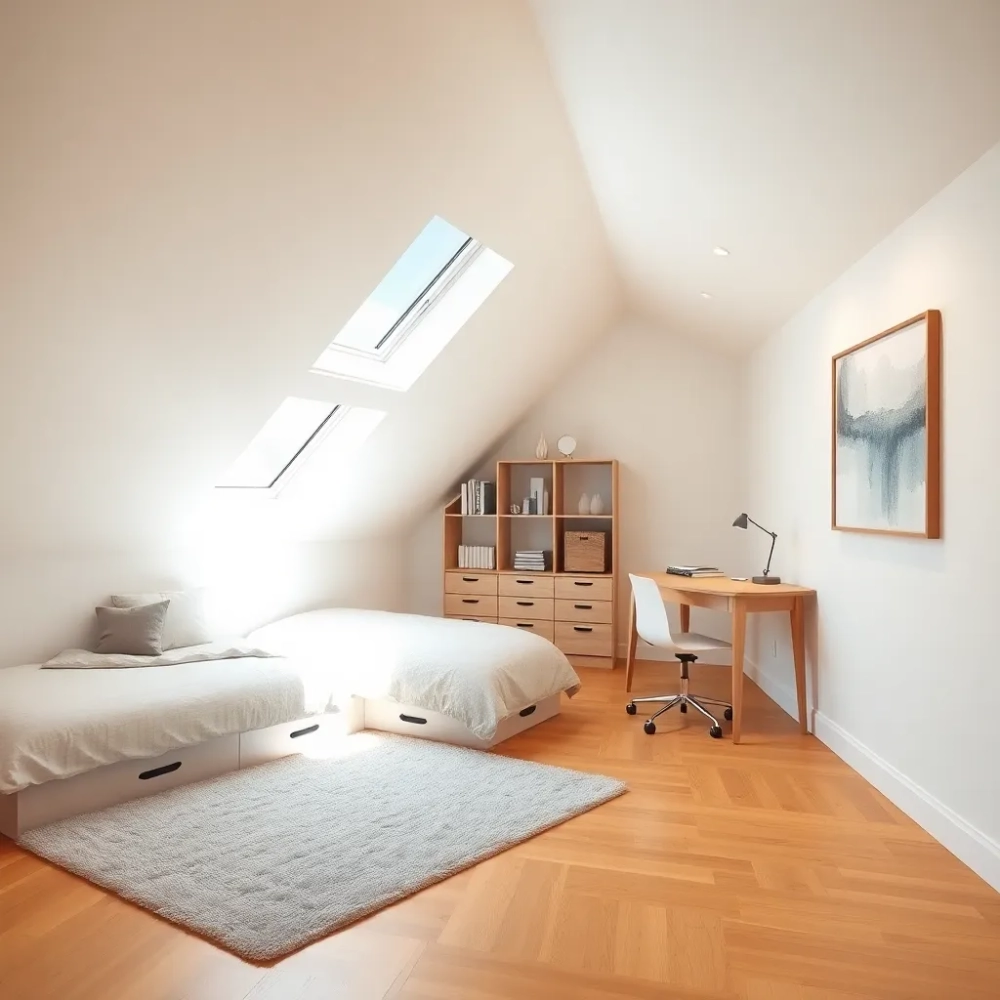 Pokój młodzieżowy na poddaszu ze skosami
