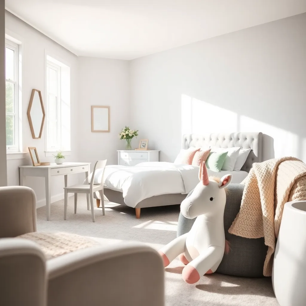 Pokój szaro biały dla dziewczynki