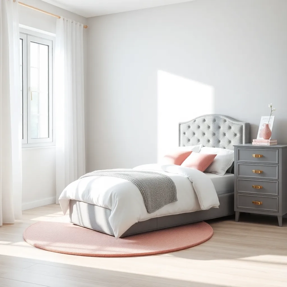 Pokój szaro różowy dla dziewczynki