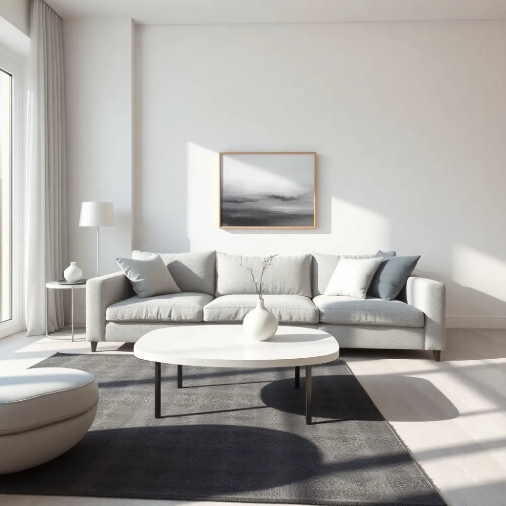 Pokój w odcieniach szarości i bieli