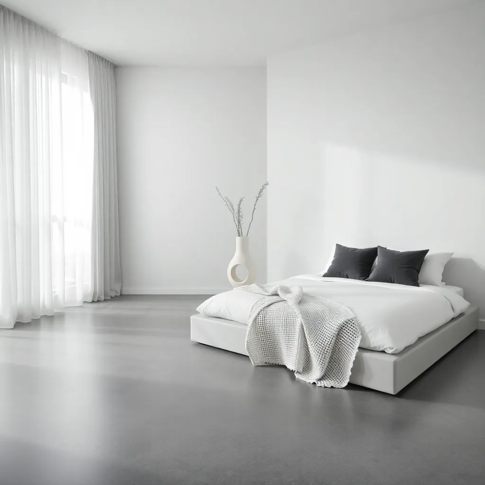 Pokój w szarościach i bieli
